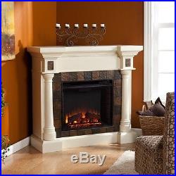 Carrington Faux Slate Convertible Electric Fireplace Ivory FE8749 Fireplace