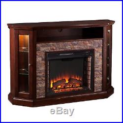 Cfp29939 Convertible Expresso / Fauxed Stone Electric Fireplace W Remote Control