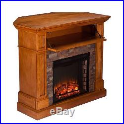Cfp54939 Oak With Fauxed Durango Stone Electric Fireplace With Remote
