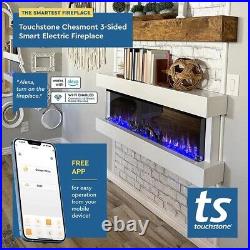 Chesmont 50 Wall Mount 3-Sided Smart Electric Fireplace Alexa/Google WHITE