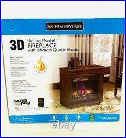 ChimneyFree Rolling Mantel, Infrared Quartz Electric Fireplace Space Heater