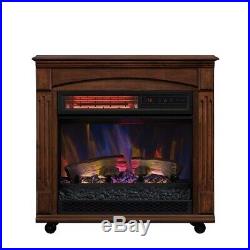 Chimney Free Rolling Infrared Quartz Electric Fireplace, Caramel Birch DM New