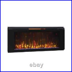 Classic Flame Wall-Mount Electric Fireplace 48 Adjustable Flame Colors Black