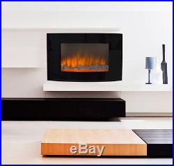 Clevr 1500W Heat Adjustable Electric Wall Mount Fireplace Heater Glass 36x22