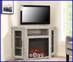 Corner Electric Fireplace TV Stand Storage Shelves Entertainment Center Cabinet