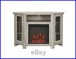 Corner Electric Fireplace TV Stand Storage Shelves Entertainment Center Cabinet