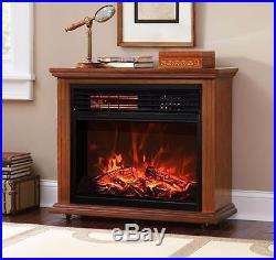 Deluxe Electric Fireplace Infrared Quartz Temp Control Heater Mantel Honey Oak