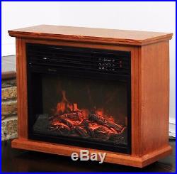 Deluxe Electric Fireplace Infrared Quartz Temp Control Heater Mantel Honey Oak