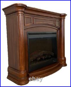 Dimplex Electric Fireplace + Wood Mantel Surround, Crown Molding, Logs, Heater