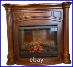Dimplex Electric Fireplace + Wood Mantel Surround, Crown Molding, Logs, Heater