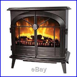 Dimplex Leckford 2kW Electric Flame Effect Stove in Matt Black with Remote