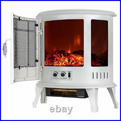 E-Flame USA Regal Freestanding Electric Fireplace Stove 3-D Log and Fire Ef