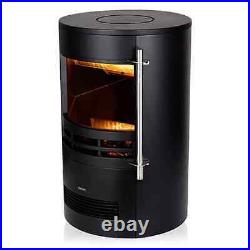 Electric Curved Contemporary Freestanding Stove Fire 3D Log Burner Flame Effect