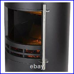 Electric Curved Contemporary Freestanding Stove Fire, 3D Log Burner Flame Effect