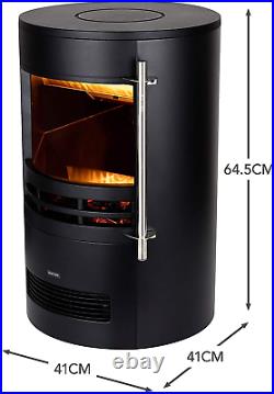 Electric Curved Contemporary Freestanding Stove Fire, 3D Log Burner Flame Effect