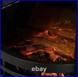Electric Curved Contemporary Freestanding Stove Fire 3D Log Burner Flame Effect