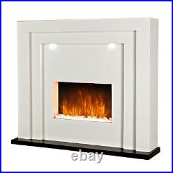 Electric Fire Fireplace Led Lights Free Standing White Inset Heater Mantelpiece
