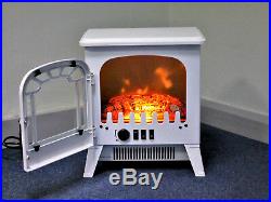 Electric Fire Fireplace Wood Flame Heater Stove Living Room Log Burner Fan White