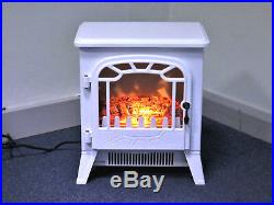 Electric Fire Fireplace Wood Flame Heater Stove Living Room Log Burner Fan White