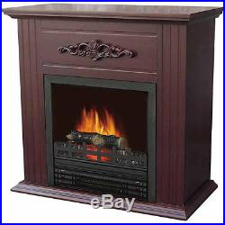 Electric Fireplace 28 Heater Mantle Chestnut Finish Decorative Wood Veneer