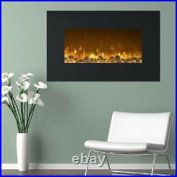 Electric Fireplace 36 in. Color Changing Wall Mount Floor Stand in Black Finish