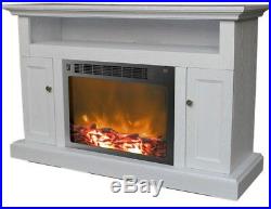 Electric Fireplace 47 in. Freestanding in White with Firebox and Remote Control