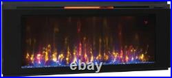Electric Fireplace 48 in. Wall-Mount 1500 Watts Adjustable Flame Colors in Black