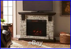 Electric Fireplace 50 in. 5,200 BTU Heating Remote Control Adjustable Flame Gray