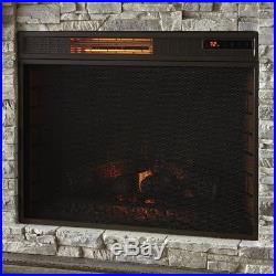 Electric Fireplace 50 in Faux Stone Adjustable Flame Brightness Infrared in Gray