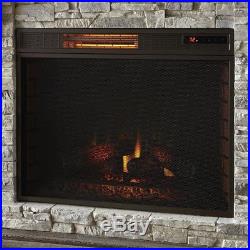 Electric Fireplace 50 in Faux Stone Adjustable Flame Brightness Infrared in Gray