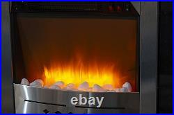 Electric Fireplace 59cm Home Decor Silver Heater 3D Flame Effect Pebbles Fire