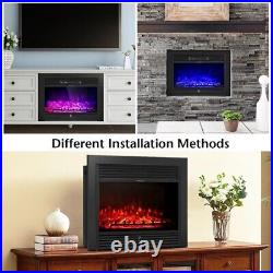 Electric Fireplace Embedded Insert Heater Glass Log Flame Remote -28.5