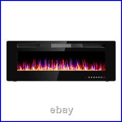 Electric Fireplace Heater Recessed Ultra Thin Wall Mounted Multicolor Flame LED