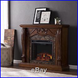 Electric Fireplace Heater With Mantle Living Room Furniture Walnut Finish New