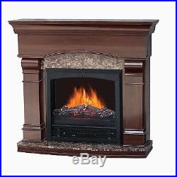 Electric Fireplace Heater with 47 Mantle Walnut Adjustable Heat Remote Control