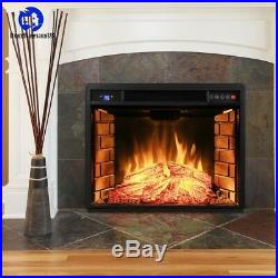 Electric Fireplace Insert Heater 28in Freestanding Tempered Glass Remote Control