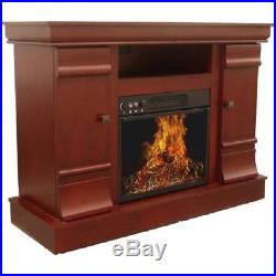 Electric Fireplace Mantel 60 TV Stand Cherry Media Center Storage Mantle Remote