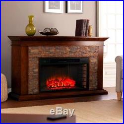 Electric Fireplace Mantle Large Space Heater Remote Control Flame Logs Home Heat