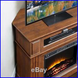 Electric Fireplace Media Center TV Stand Mantle Room Space Heater Fire Log Light