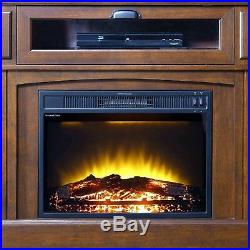 Electric Fireplace Media Center TV Stand Mantle Room Space Heater Fire Log Light
