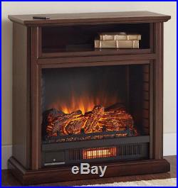 Electric Fireplace Media Console Brown TV Stand Shelf Remote 1000 sq ft Heater
