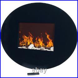 Electric Fireplace Northwest Black Oval Glass with Wall Mount Home Indoor Accent