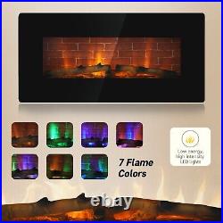 Electric Fireplace Recessed Wall Mounted 7 Flames Color Remote Control 36 in New