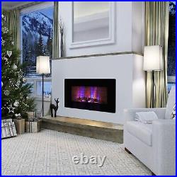 Electric Fireplace Recessed Wall Mounted 7 Flames Color Remote Control 36 in New
