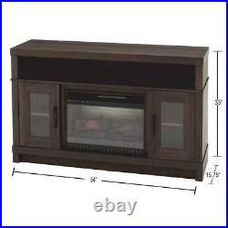 Electric Fireplace TV Stand 54 in. Freestanding LED Thermostat Heater (Gray Oak)