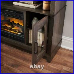 Electric Fireplace TV Stand 54 in. Freestanding LED Thermostat Heater (Gray Oak)