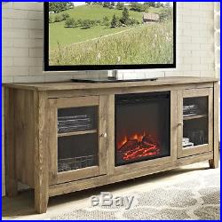 Electric Fireplace TV Stand Barnwood Media Wood Console Heater Entertainment Cen