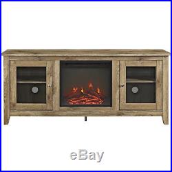 Electric Fireplace TV Stand Barnwood Media Wood Console Heater Entertainment Cen