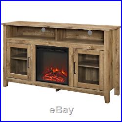 Electric Fireplace TV Stand Barnwood Wood Media Console Heater Entertainment Cen