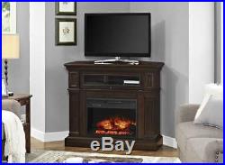 Electric Fireplace TV Stand Brown Media Wood Console Heater Entertainment Center